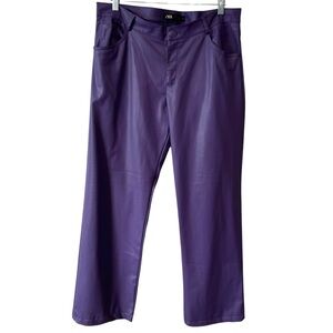 Zara Women's‎ Purple Faux Leather Pants in Size XL